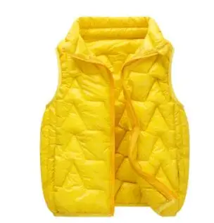Детский Светильник с воротником-стойкой; теплые пуховые жилеты из хлопка; повседневные волнистые ветрозащитные жилеты для мальчиков; зимний мягкий и удобный жилет для девочек - Цвет: Yellow