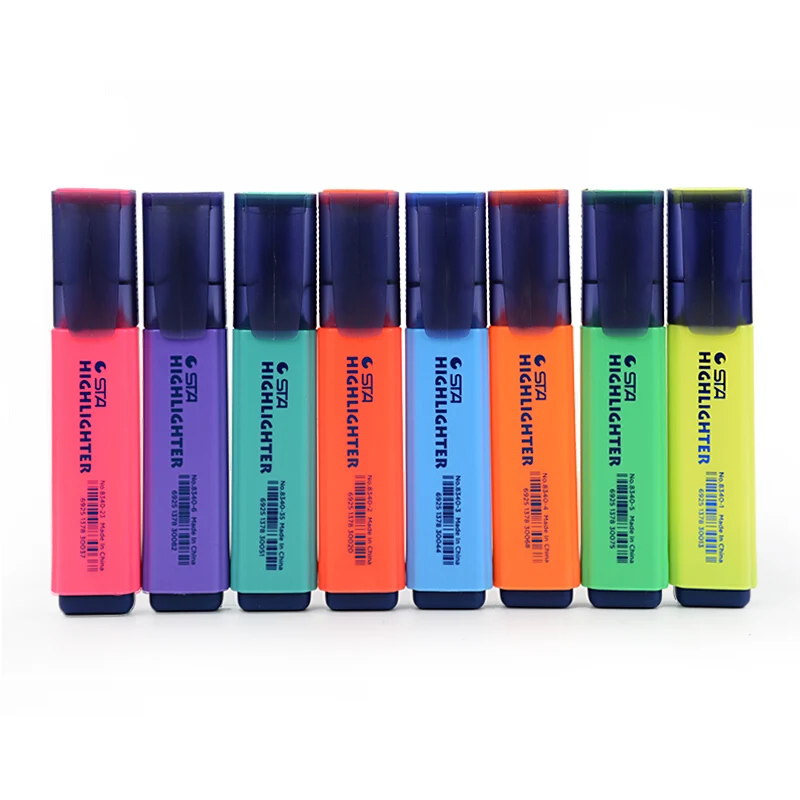 【FUN LIVE】 8 Colors Single Kawaii Highlighters Safe Non-Toxic Highlighter Marker Color Pens For Student Stationery Office School Supplies. 