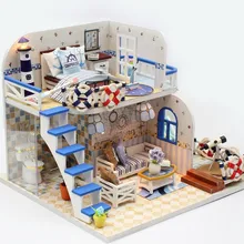 Новое поступление Hoomeda M032 синий Seasidet DIY Дом с мебелью музыкальная Обложка Миниатюрная игрушка Декор