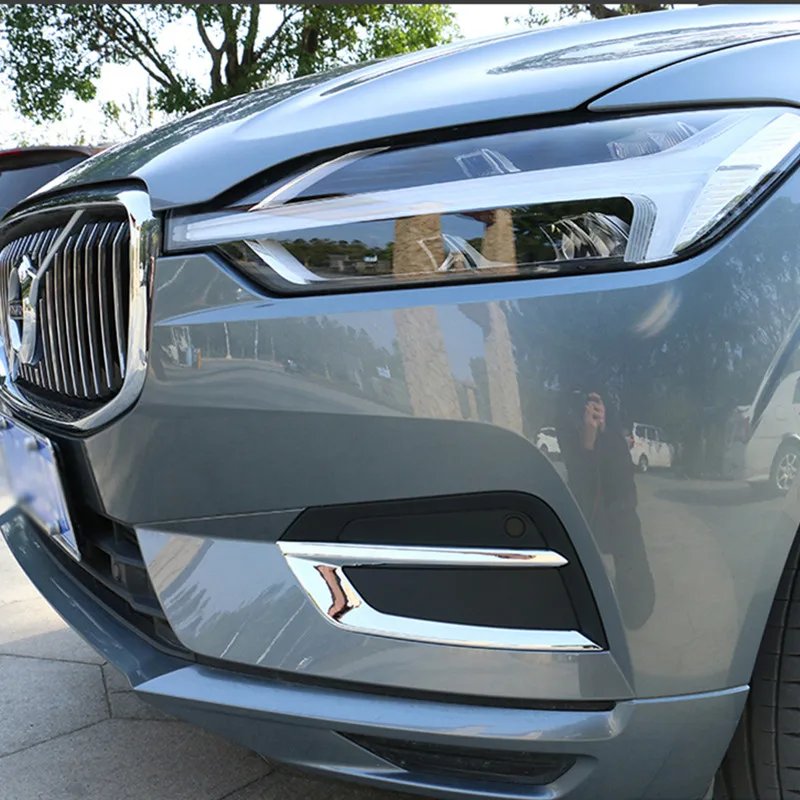 

2PCS/Lot Car Front Bumper Fog Lamp Decorative Cover Trim for Volvo XC60 2018 Chrome Bright Silver Car Styling Accessories