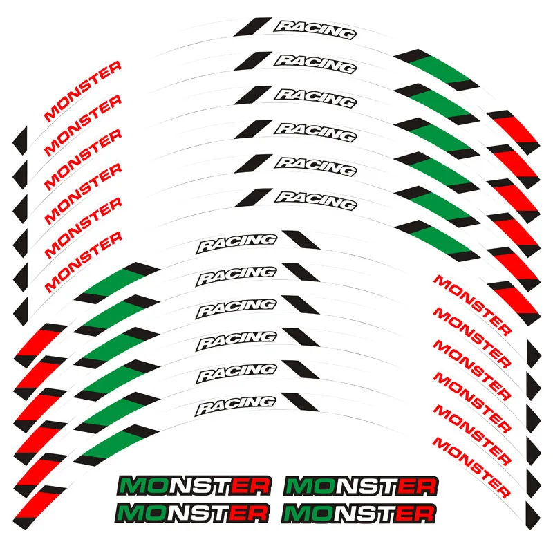 Новая высококачественная наклейка для колес мотоцикла 12 шт. светоотражающий обод в полоску для DUCATI MONSTER 695 696 796 1100 1100S - Цвет: 2