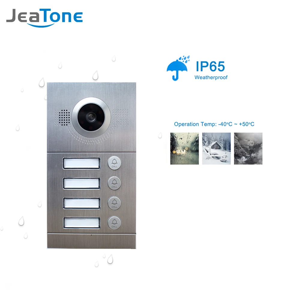 4 Apartments 7" Multi Apartment Video Door Phone System Video Intercom Doorbell System 1200 TVL Camera Touch Key for 4 Families