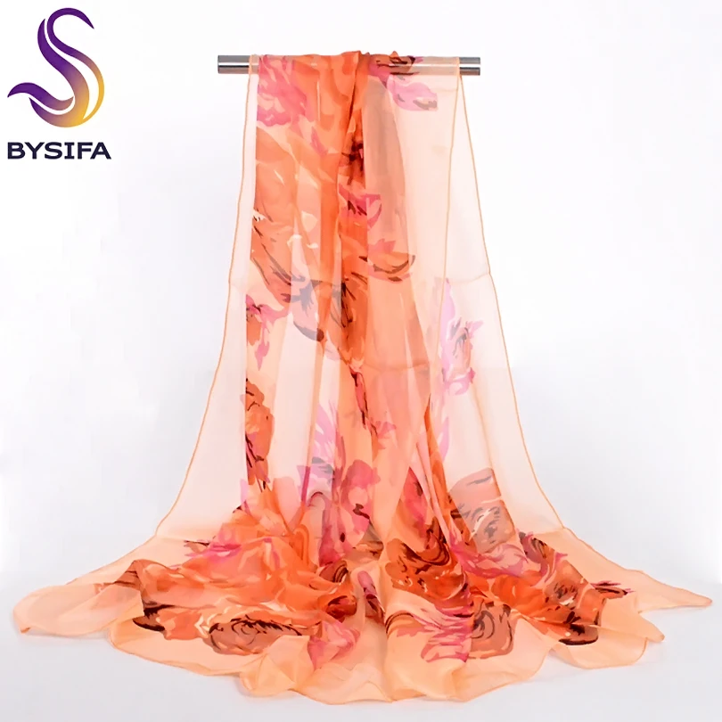 Pygmalion Bukken Tandheelkundig Bysifa] Dames Chiffon Zijde Sjaal Top Grade Fijne Vrouwen Accessoires Lange  Sjaals Herfst Winter Oranje Zijde Muffler180 * 70Cm|silk scarf|silk scarf  shawllong scarf - AliExpress