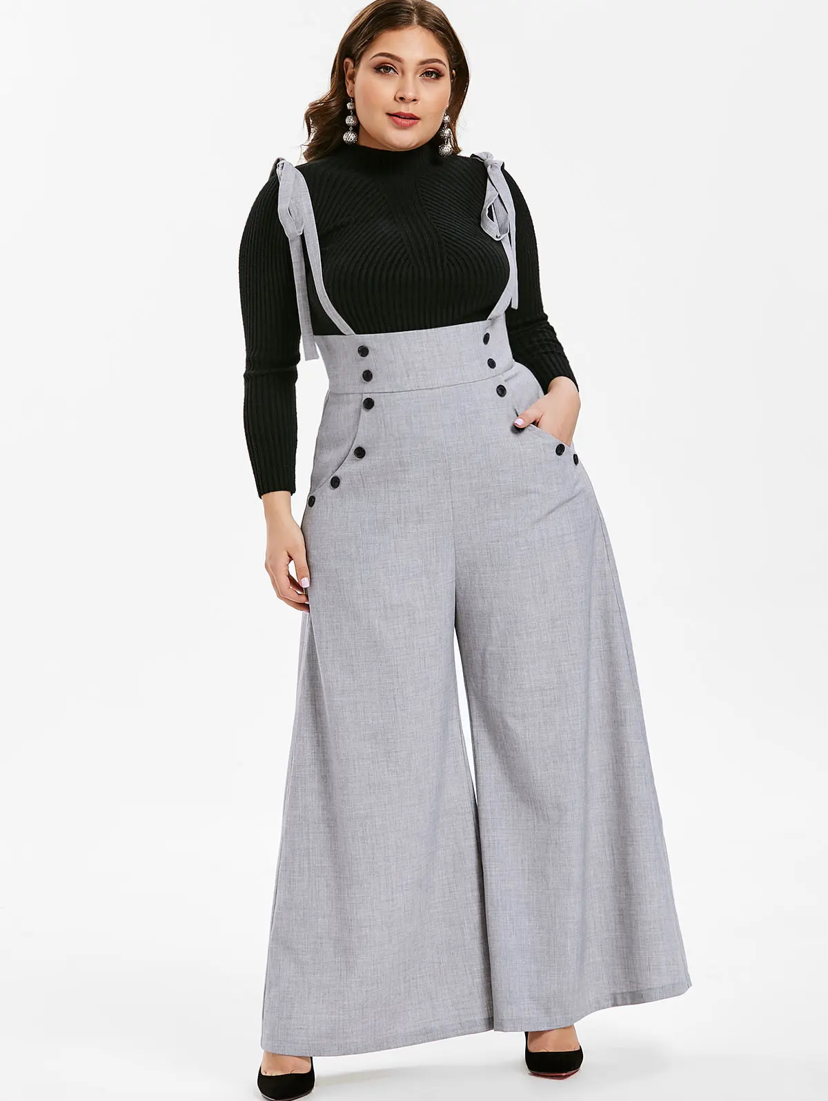 women's high waist suspender pants