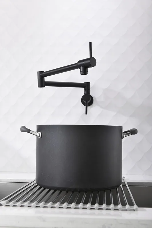 

Pot Filler Folding Faucet Stretchable Double Joint Swing Arm Wall Mount Kitchen Faucet black