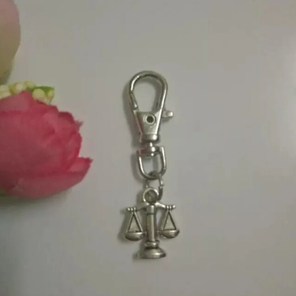 Libra balance scales Keychain Fashion jewelry Tibetan silver charm