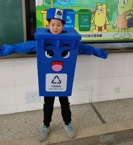 Recycle Trash Can Mascot Costume Kids Children Size Waste Ash Bin Garbage Can Advertising Mascotte Halloween Fancy Dress Kits