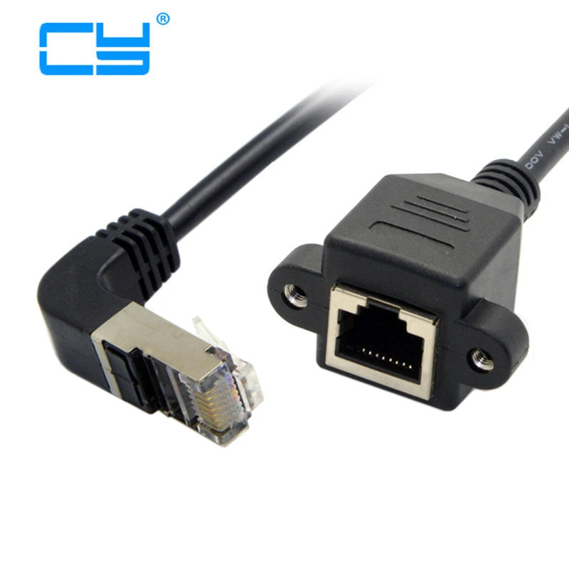 Computer Cables 90 Degree Up Angled STP UTP Cat 5e Male to Female Panel Mount Ethernet Network Extension Cable 30cm Cable Length: 30CM, Color: Black Computer Cables 90 Degree Up Angled STP UTP Cat 5e Male to Female Panel Mount Ethernet Network Extension Cable 30cm Cable Length: 30CM, Color: Black
