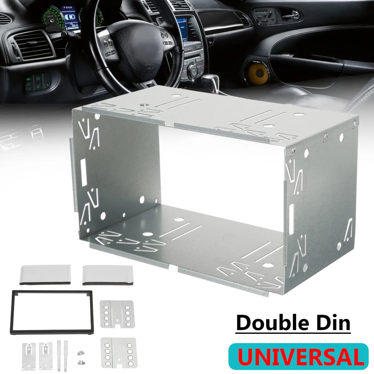 6 2 font b Car b font Stereo Fascia Dash Panel Metal Frame 2 Din Trim