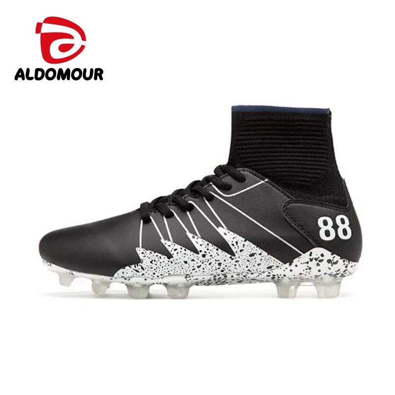 ALDOMOUR Size 39-45 Men High Ankle Football Boots Turf Cheap Indoor Soccer Shoes Sneakers zw