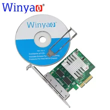 Winyao WY1000T4 PCI-E X4 Quad Port 10/100/1000Mbps Gigabit Ethernet Network Card Server Adapter LAN I350-T4 NIC