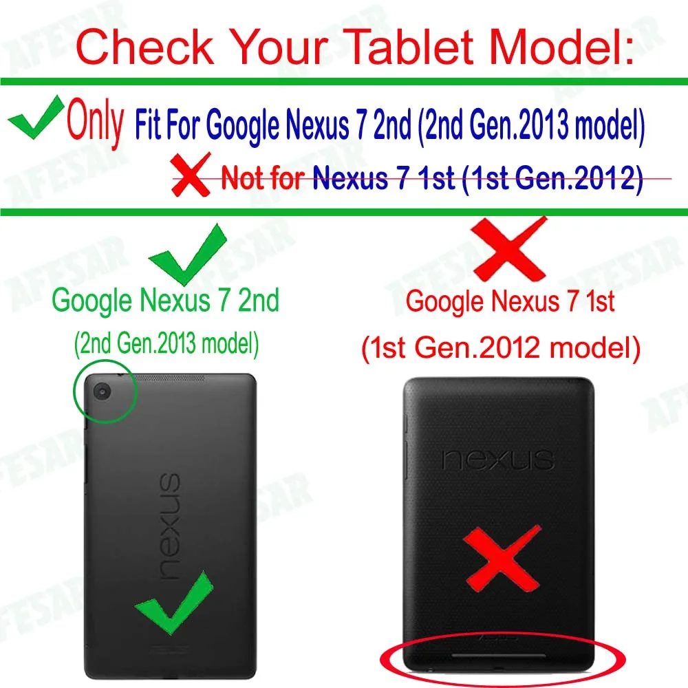 Multi-angel stand smart case for Google Nexus 7 2013 FHD 2nd book cover case With magnet Auto Wake/