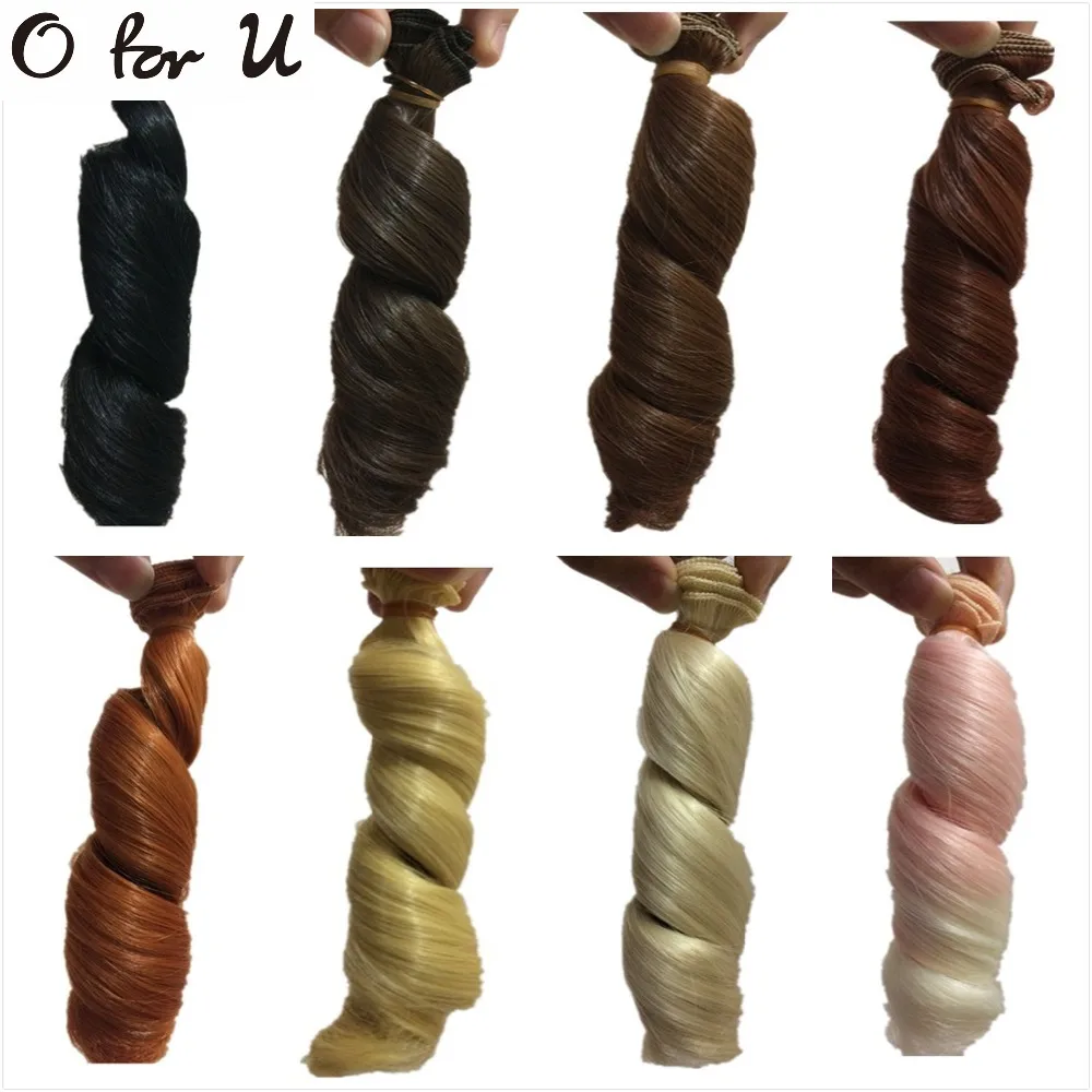 

O for U Wholesale NEW Colorful Thicken Handmade Curly Wigs 1/3 1/4 BJD SD Dolls Fashion Romana DIY Wig Hair 15*100CM 20 PCS/LOT