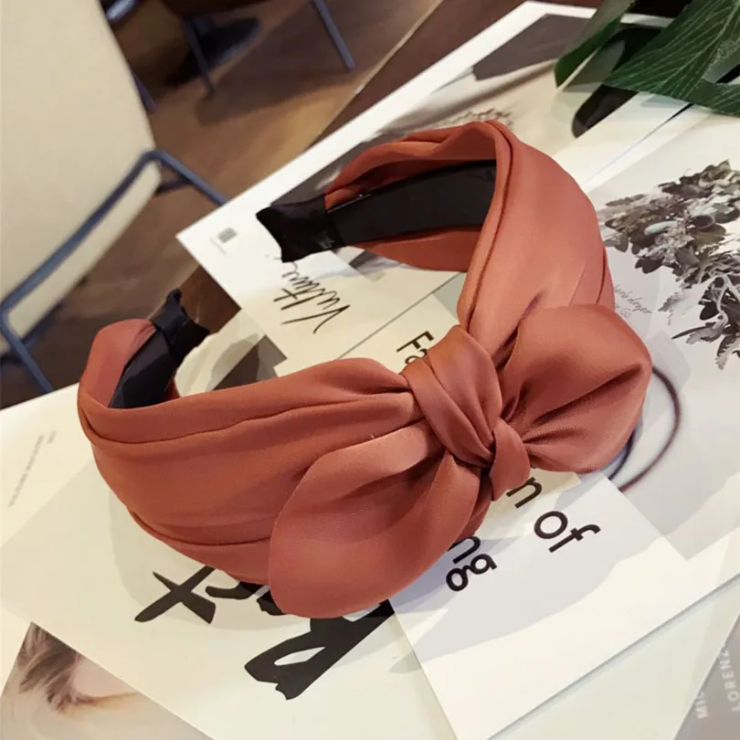 Haimeikang Rabbit Ear Cross Headband For Lady Double Hair Bow Hairband Girl Top Knot Turban Fabric Wide Hair Hoop