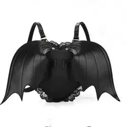 2019 новая в форме сердца черная Ангел дьявольская летучая мышь крылья дамы личности рюкзак 20L емкость рюкзак