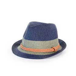 Лето маленькая шляпа Дамы контраст Цвет тенденция соломенная шляпа высокое качество ручной работы из кожи каната декоративные пляжная