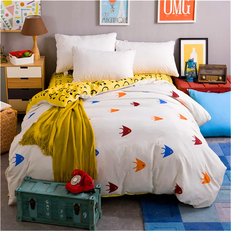 

Colorful Fish Pattern Duvet Cover Quilt Cover Comforter/Quilt/Blanket Case 100% Cotton With Zipper Full Queen King Double Size