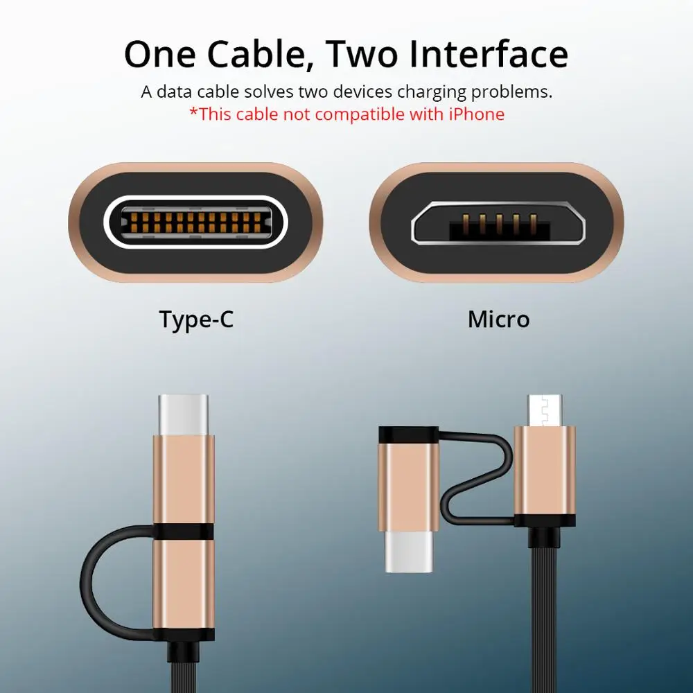 ANMONE 2 في 1 USB نوع C كابل للهاتف المحمول المصغّر USB كابل قابل للسحب سريع شحن USB C كابل 1 m المحمولة البيانات الحبل ANMONE 2 في 1 USB نوع C كابل للهاتف المحمول المصغّر USB كابل قابل للسحب سريع شحن USB C كابل 1 m المحمولة البيانات الحبل