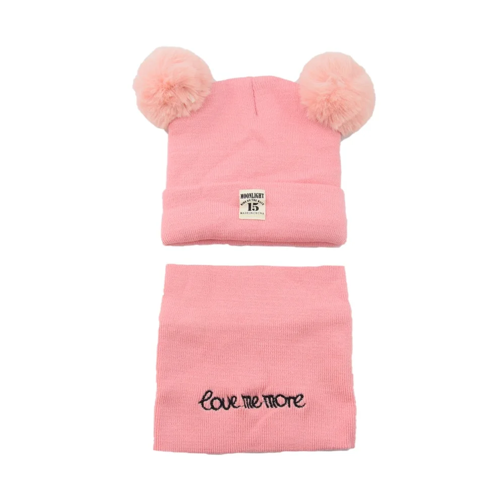 Комплект из 2 предметов для маленьких мальчиков и девочек шапки и шарфа комплект зима Демисезонный теплые вязаные свитера для малышей