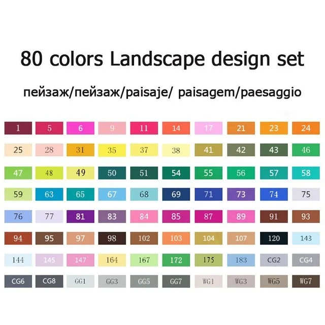 TOUCHFIVE 168 цветов, набор маркеров для творчества, двойная головка, эскизные маркеры, ручка для манги, дизайн для рисования, лайнер, маркеры, художественные канцелярские принадлежности - Цвет: 80 Landscape Set