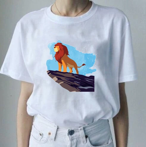 

New 2019 Classic Picture High Quality Women Vintage T Shirt Slim Fit Casual Anime T-Shirt The Lion King Camiseta Mujer Tops Tees