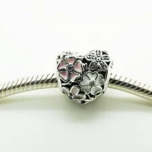 Pandulaso para La fabricación de Joyas Poéticas Flores Encantos Del Corazón Cupieron Las Pulseras y Brazaletes DIY 100% Auténticos 925 de Plata de La Joyería