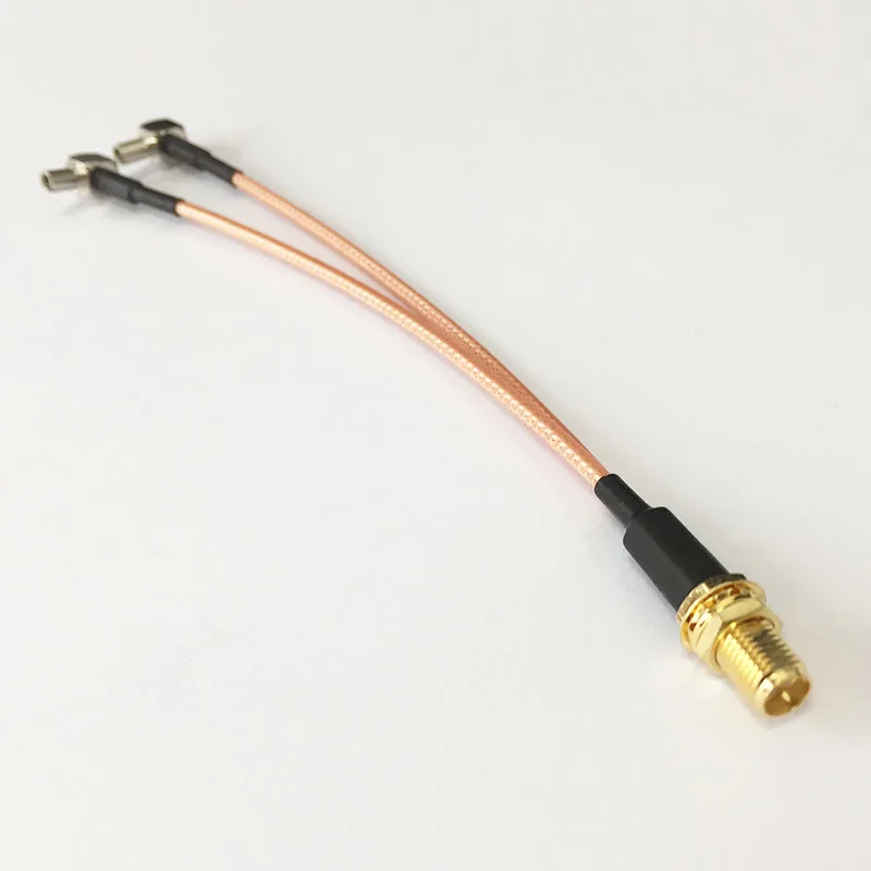 New Rp-sma Female To 2x Ts9 Right Angle Connector Adapter Y Type Combiner Cable Pigtail Rg316 15cm For Huawei Zte Modem Router f female to crc9 right angle connector rg174 pigtail cable 15cm 6 adapter