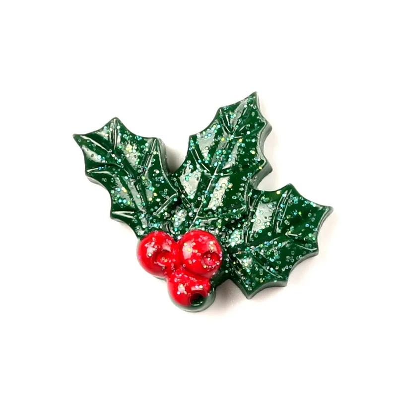 10 шт. 29x24 мм, декоративные украшения из смолы в виде рождественских листьев, кабошон с плоской задней стороной, украшения для скрапбукинга, аксессуары своими руками