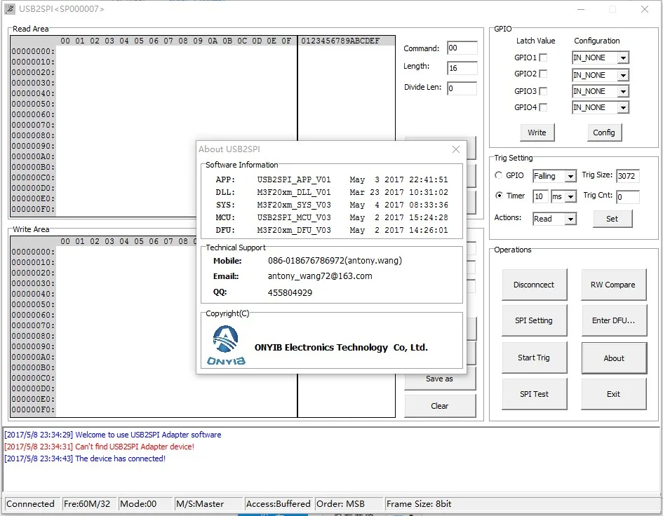 Адаптер USB SPI с высокоскоростной связью 4 GPIO для поддержки режима master slave.|Детали и