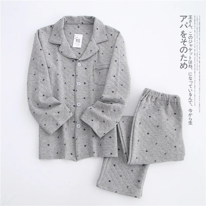 Японские зимние теплые пижамные комплекты для мужчин, сексуальные, в морском стиле, плотные, хлопок, простая домашняя одежда для сна, Мужская домашняя одежда