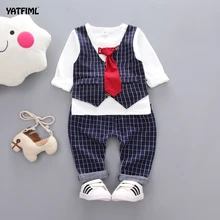 YATFIML summer Formal Children's clothes for boys Lattice baby boys suit kids blazers boy suit for weddings prom 9M-3T