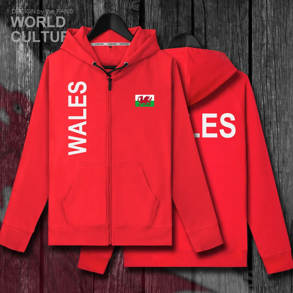 Уэльский Cymru WLS Великобритания мужские флисовые толстовки на молнии зимние