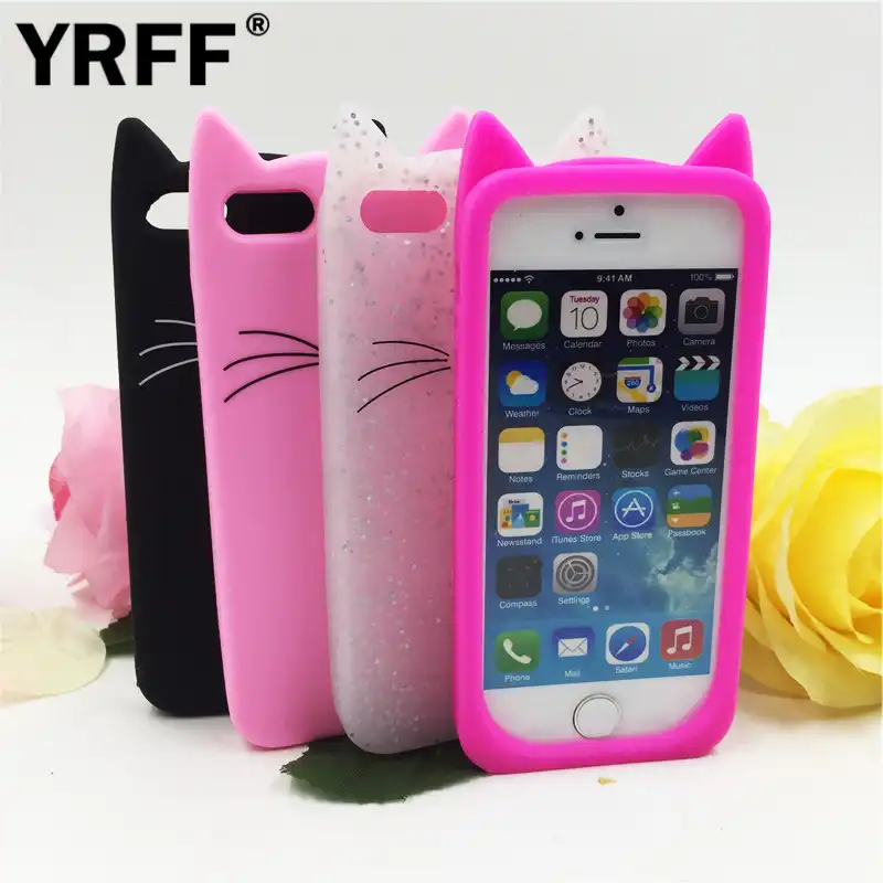 Yrff New 3d Cute Ears Cartoon Beard Cat Soft Silicone Case For Iphone 5s 5 Se 6 6s Plus 7 Plus Phone Back Cover Case Aliexpress