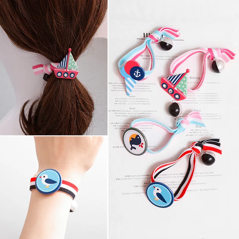 

Marine Wind Fresh Trendy Anchor Hair Elastic Rope for Women Girls Elastic Hair Bands Horsetail Headwear