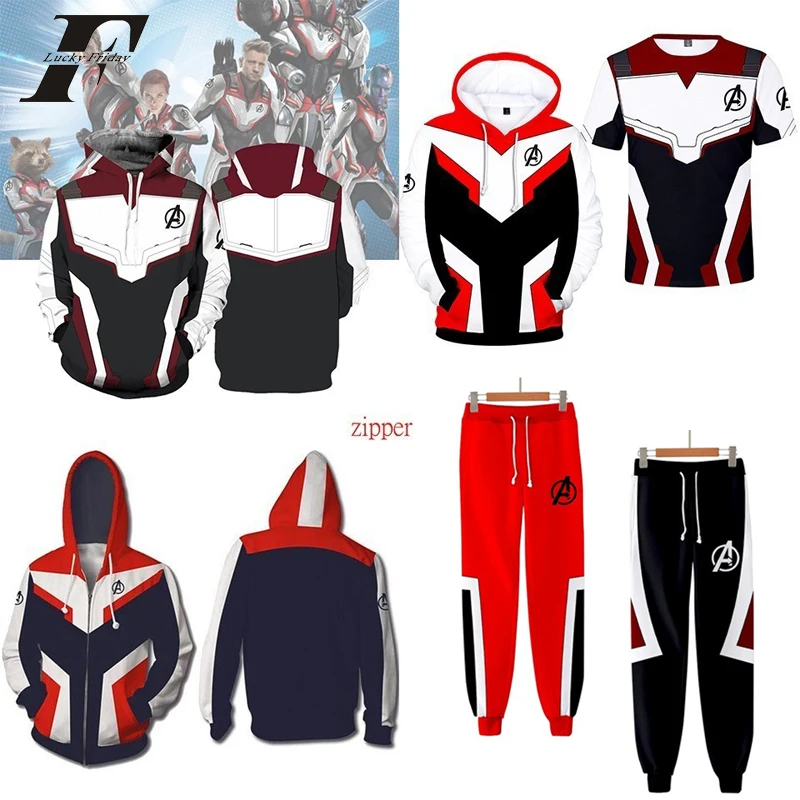 

Avengers 4 Endgame two piece set men women Hoodie Cosplay streetwear 2 piece set tracksuit Advanger End Game Superhero