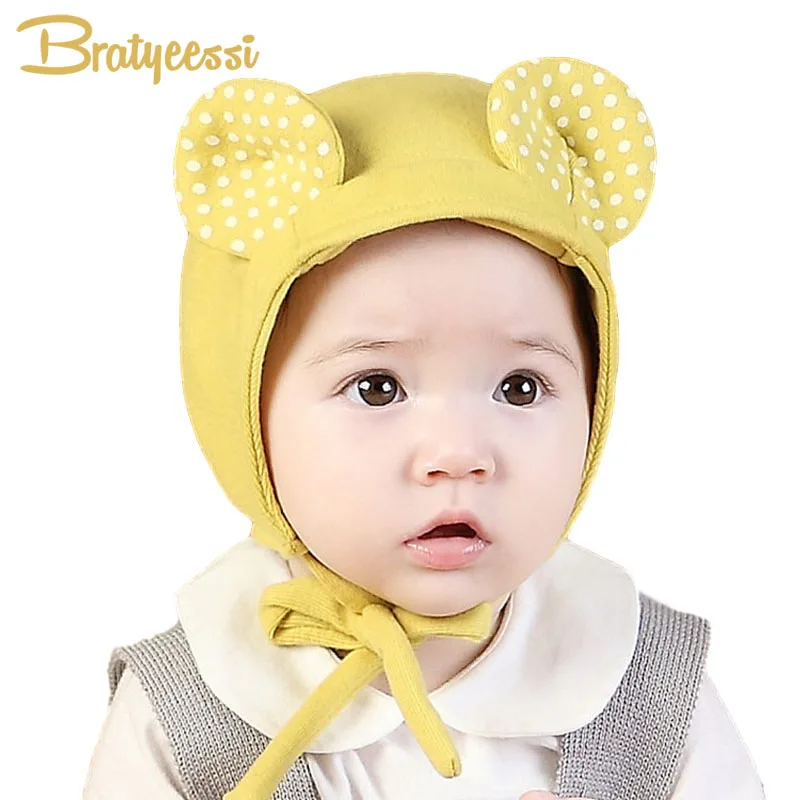 

Spring Cute Baby Hat with Ears Adjustable Baby Bonnet Enfant Cap Yellow/Pink for 1-2 Years
