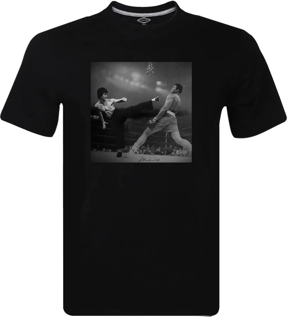 Брюс Ли против Али The Boxing Legend, винтажная Мужская футболка, новая модная футболка, брендовые дизайнерские футболки, повседневная крутая зеленая футболка - Цвет: 1