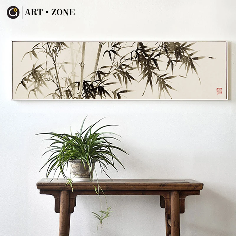 Художественная зона, китайские чернила, бамбук, живопись, Ретро стиль, настенная живопись, морской пейзаж, для дома, гостиной, кабинета, декоративный плакат, картина