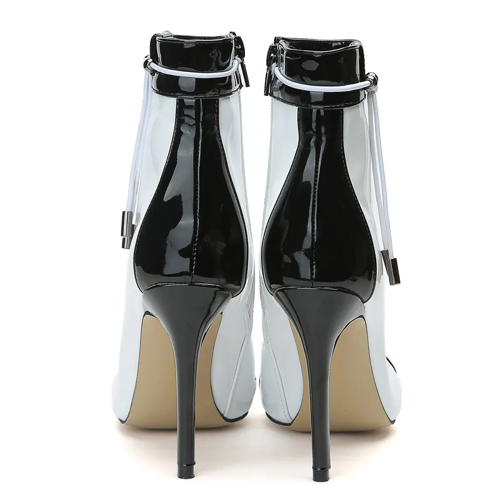 Sexy Black & White High Heel Fashion Boots Shoes Woman LAIGZEM (2)