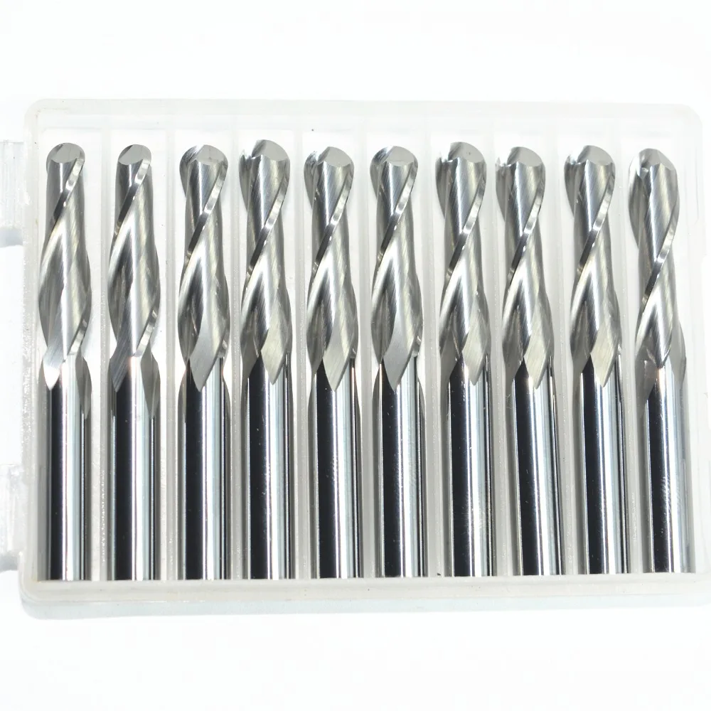 20pcs-6mm* 25 мм, твердый карбид cnc Концевая фреза, Концевая фреза для деревообработки, 2 флейты сферическим Гравировальный фрезерный резак, вольфрам, Дерево инструмент