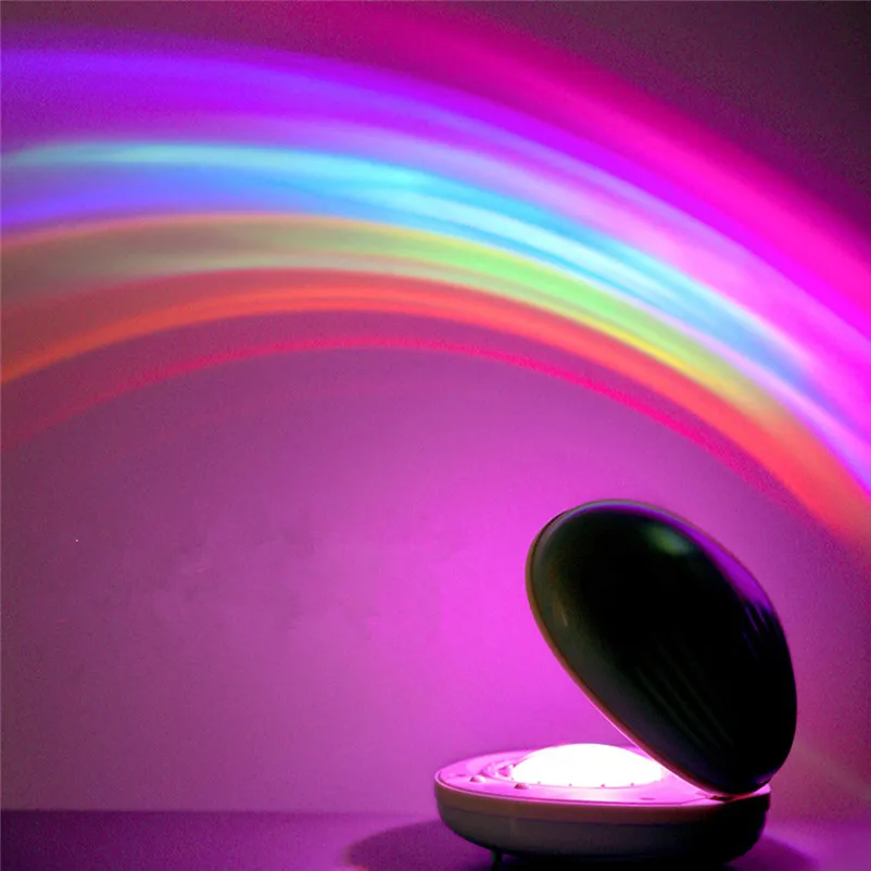 USB Cable Creative Colorful Romantic Projector Rainbow Night Light Rainbow Projection Lamp Night Light Luces 35DC304