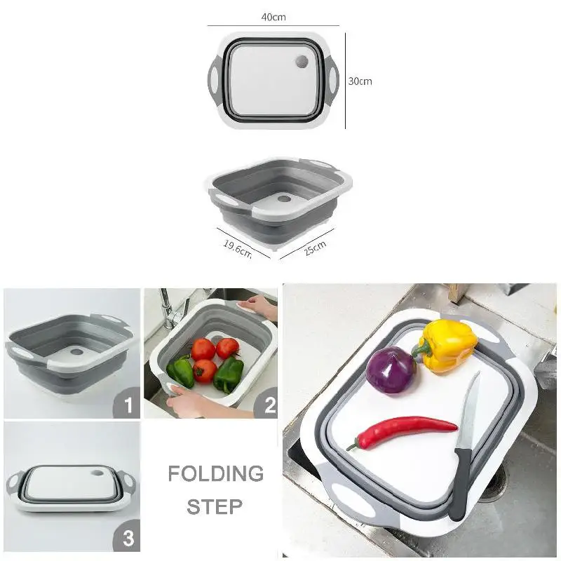 

Hot Sale Multifunction Collapsible Cutting Board Drain Basket Vegetable Basin Portable Tub TY