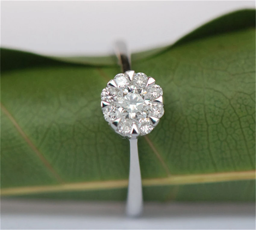 0.15Ct элегантное синтетическое бриллиантовое женское кольцо обручальное кольцо из чистого серебра 925 пробы кольцо белого золота цвет