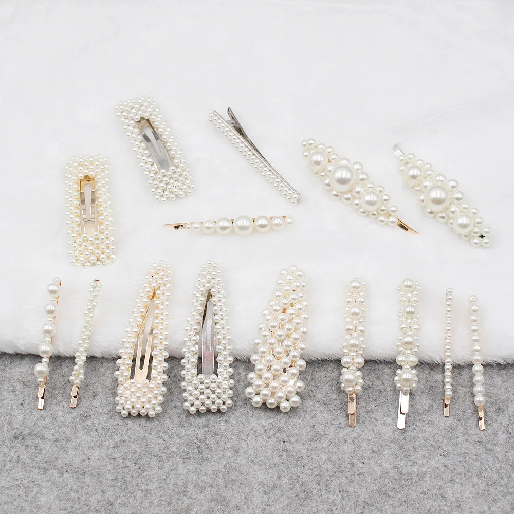 

Barrettes Pearl Hair Clips For Women Korean Design Hairpins BB Clip Fashion Pearl Hairclip girl Hair Styling Accessories