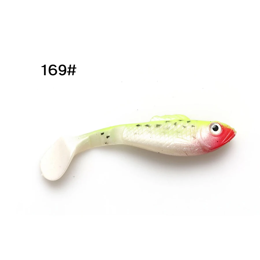 W.P.E 5pcs/pack 80mm Soft Lure Swimbaits 3D eyes Bionic Fishing Lure Shake Silicone Soft Body Lure Wobblers Fishing Tackle - Цвет: 169