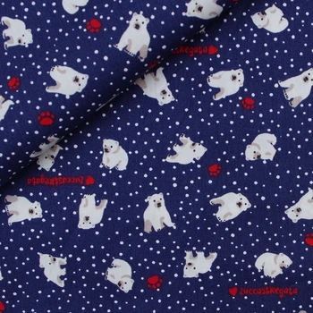 

140cmx100cm Cotton Fabric for textile, pathwork, cloth - bear, foorprint and dot