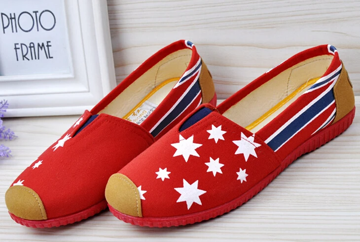 red and blue shoes