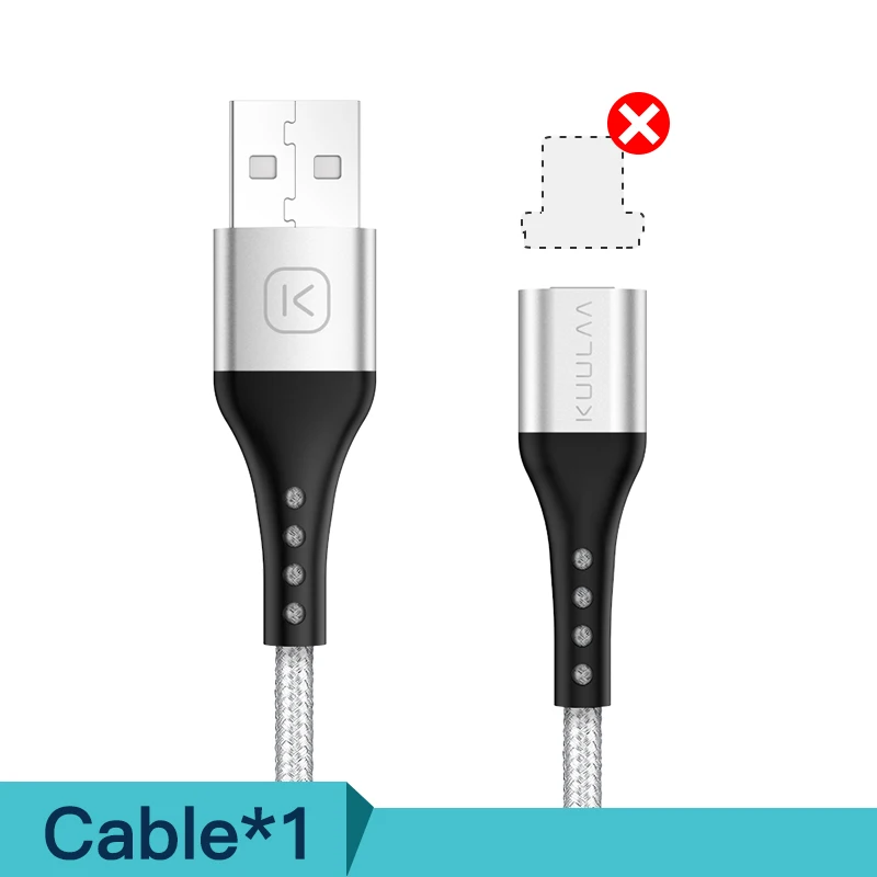 Silver Cable KUULAA Магнитный кабель Micro USB Type C быстрый зарядный Адаптер для iPhone XiaoMi Huawei зарядное устройство магнитная Быстрая зарядка USB C USB-шнур - Цвет: Silver Cable