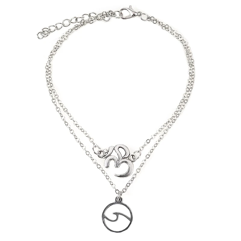 

Vintage Multiple Layers Symbol Wave Anklets for Women Bohemian Silver Color Anklet Bracelet on Leg Summer Jewelry