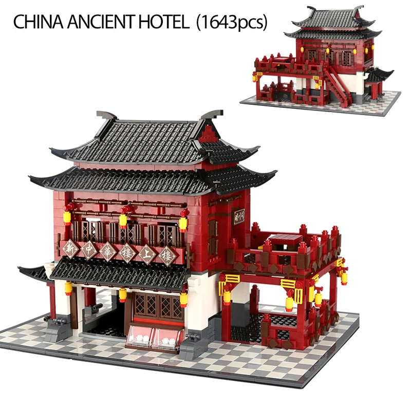

6312 Blocks World Architecture Chinese Style Model China Ancient Hotel Building Bricks Educational Toys For Children Gift